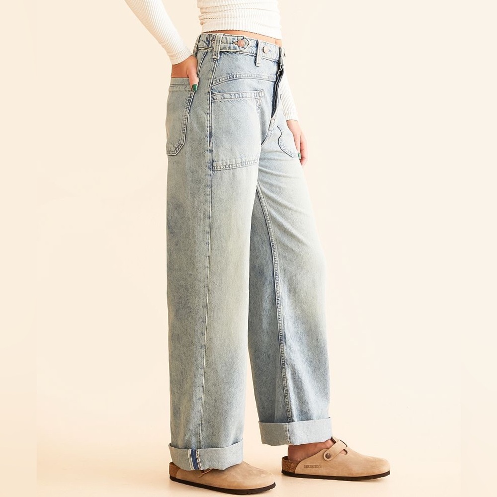 Free People x We The Free Palmer Cuffed Wide Leg In Daydream Blue - Picture 2 of 9